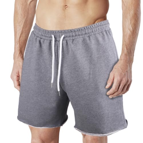 Short décontracté homme en coton éponge 7,6 cm à poches, short de sport et de loisir d'été