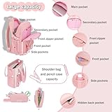 LANSHIYA School Bag for Girls Cute Kids Backpack for Elementary,Travel Rucksack for School,Purple - Image 4