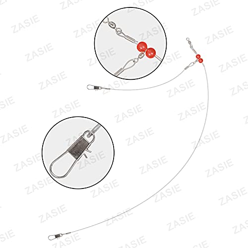ZASIE Nylon Fishing Leaders with Swivels and Snaps, 10 Pcs Fishing Leader Lines for Freshwater and Saltwater Fishing, Wire Leader for Lures and Hooks Fishing Tackles