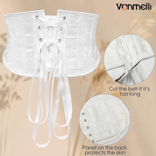 VONMELLI Jacquard Corset Belt for Women Underbust Lace Up Waist Wide Corset Belt Renaissance Gothic Steampunk Bustier3
