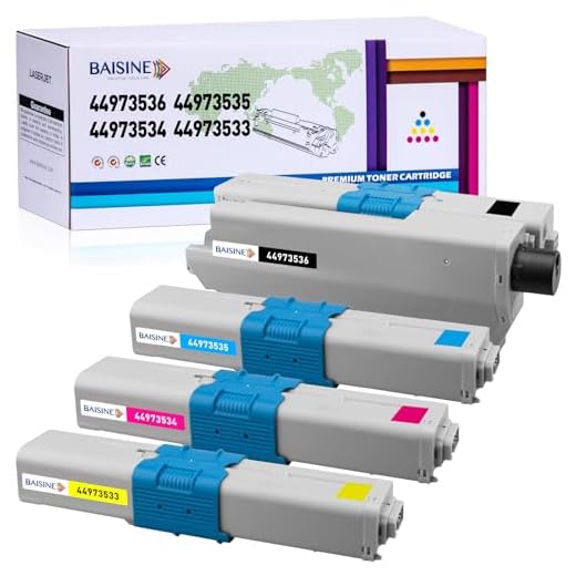 BAISINE 4er-Pack kompatible Toner ersetzt Oki C301 44973536, 44973535, 44973534, 44973533 für Oki C301 C301DN C321 C321DN MC332 MC332DN MC342DN MC342 MC342DNW Drucker (Schwarz, Cyan, Magenta, Gelb)