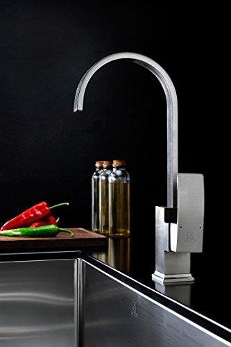 Anzzi Opus Single Handle Kitchen Sink Faucet | Deck Mounted Single One Hole Brushed Nickel Solid Brass Kitchen Faucet | Commercial Stainless Steel Sink Kitchen Faucet | Kf-Az035Bn #TOP1
