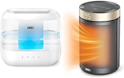 Bundle of Dreo Humidifiers for Bedroom, Top Fill 4L Supersized Cool Mist Humidifier + Dreo Space Heater, Portable Electric Heaters for Indoor Use with Thermostat