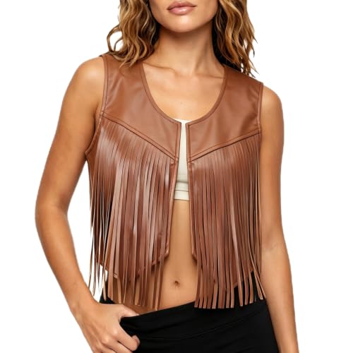 Chaleco vaquero occidental para mujer estiliza tu ropa sosa con flecos largos de piel sintética