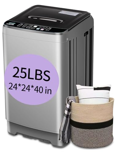 KRIB BLING Full-Automatic Washing Machine with LED Display 25 lbs Portable Washer 10 Wash Program &...
