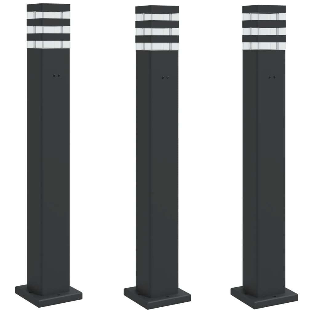 Lampy podłogowe zewnętrzne z wtyczką 3 szt. Aluminium Czarny 80 cm