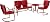 Crosley Furniture Ridgeland 4-Piece Retro Metal Outdoor Loveseat Glider Patio Furniture Set for Porch, Deck, Bright Red Gloss