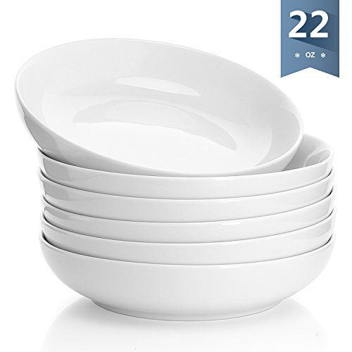 Sweese 112.001 Porcelain Salad Pasta Bowls - 22 Ounce - Set of 6