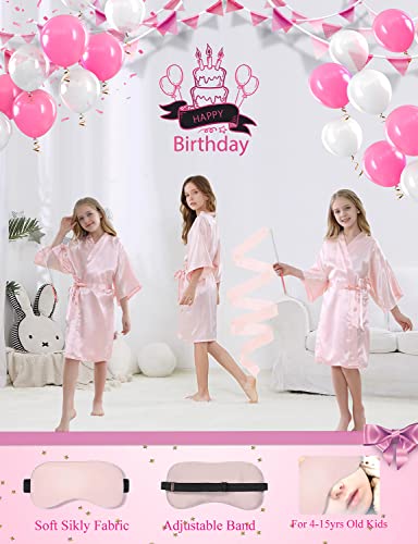 Ivrriss 25 Pcs Girl Spa Party Supplies 5 Robes 5 Blindfold 5 Toe Separators 5 Ribbon 5 Bow Veil Tiara Set Flower Robes Diy Birthday Party Bathrobe(Pink,10) #TOP3