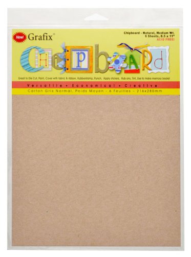 Grafix Medium Weight 8.5 x 11”, Natural Pack of 6 – Acid-Free 0.057” Chipboard Sheets, Create Three-Dimensional Embellishments for Cards, Papercrafts, Mixed Media, Home Décor