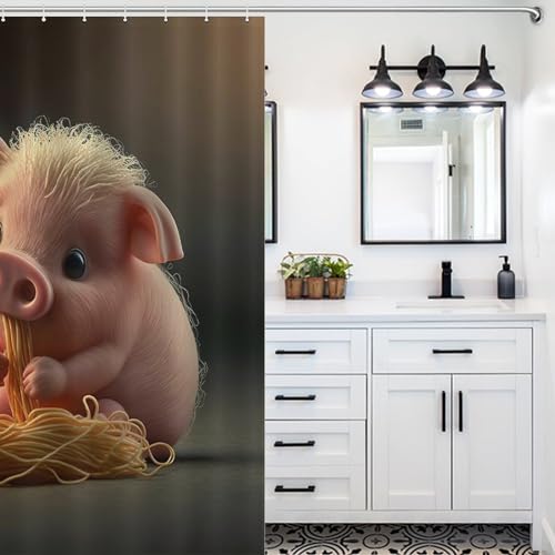 Rideau de douche cochon mignon imperméable contre les moisissures - 5
