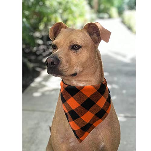Realeaf Fall Dog Bandanas 2 Pack, Thanksgiving Dog Bandana, Orange Plaid Pet Scarf For Boy And Girl, Premium Durable Fabric, Holiday Bandana For Small And Medium Dogs (Small) #TOP5