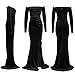 Vakkest Women Off The Shoulder Formal Dresses Long Sleeve Evening Party Velvet Maxi Dress High Split Cocktail Gowns Black
