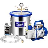 VIVOHOME 3 Gallon Vacuum Chamber with Pump Kit, Tempered Glass Lid Vacuum Pot with 3.5 CFM 1 Stage Pump...