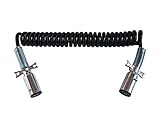 7-WAY TRUCK AND TRAILER COILED ELECTRIC BLACK NON-ABS, 15' WORKING LENGTH; 2 X 12 LEADS