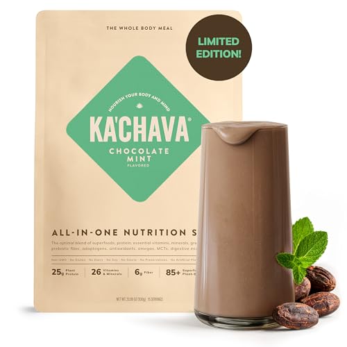 Image of Ka'Chava Whole Body Meal Shake Chocolate Mint 2 lb - Vegan Protein Powder with 85+ Superfoods & Greens - Plant-Based Meal Replacement with Probiotics & Digestive Enzymes - Gluten & Dairy Free