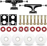 BESIY Skateboard Trucks, Skateboard Bearings & Wheel Hardware Set with Polished Skateboard Screws 1' and,Skateboard Wheels 52mm,Skateboard Bearings, Skateboard Pads (Black)