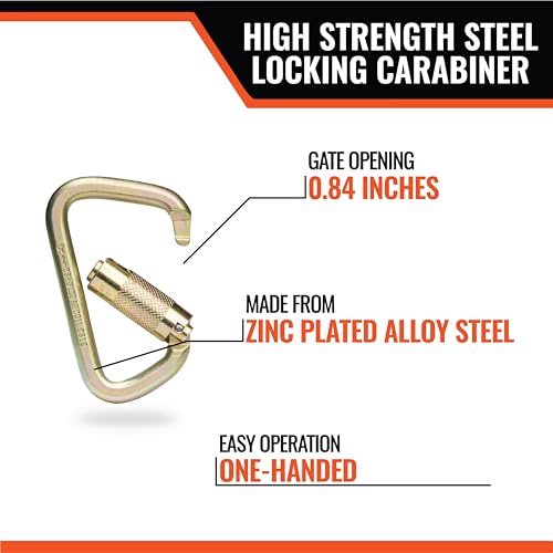 Image of Malta Dynamics Fall Protection Carabiner Clip, High Strength Professional Grade, OSHA /ANSI Compliant