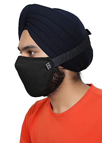BISMAADH Turban Friendly Adjustable Sticky Strings 5 Layers Anti-Pollution Breathable Dust Cloth Face Mask For Men