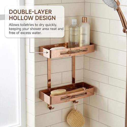 Estante de acero inoxidable 304 para baño oro rosa elegante 7