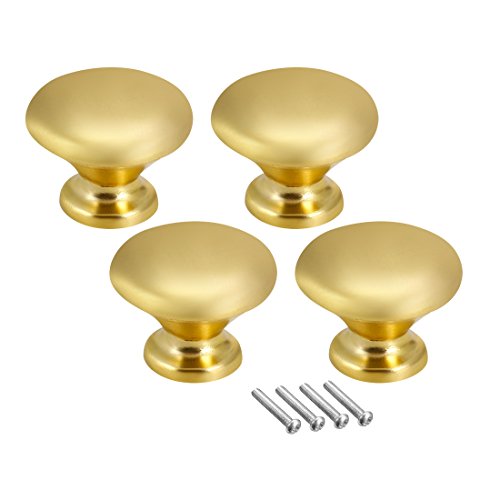 uxcell 25mmx19mm Drawer Single Hole Zinc Alloy Round Knob Pull Handle Gold Tone 4pcs