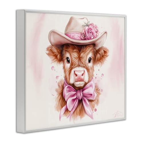 Affiche vache rose de qualité supérieure Stupell cadre blanc mat - 4
