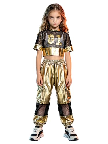 Ropa de danza para niña con camiseta de hip hop ligera y transpirable