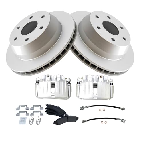 Image of TRQ Brake Pad & Rotor Kit Semi-Metallic Compatible with 02-06 Cadillac 00-06 Chevrolet GMC