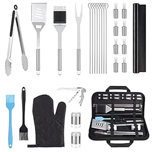 Comius Sharp BBQ Barbecue Gereedschapsset, 28 Stuks Barbecue Accessoires Met Opbergzakken En Grill Mat Roestvrij Staal…