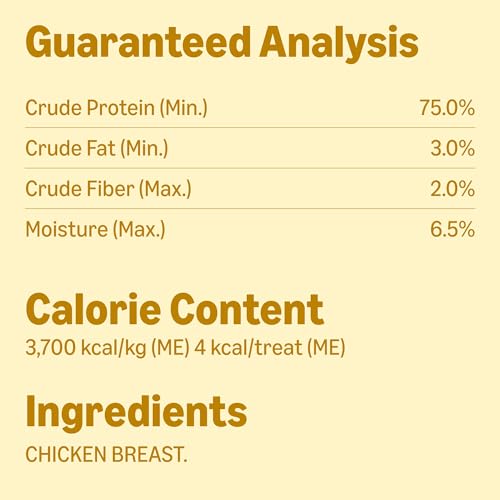 Amazon Brand - WAG Dog Treats Freeze Dried Raw Single Ingredient Chicken Breast, High Protein, Healthy Training Treats or Meal Topper for all Dogs, Grain-Free, 3 Oz (Pack of 1)