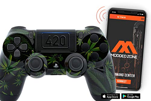 420 Black Custom PS4 PRO Rapid Fire Custom Modded Controller 40 Mods for All Major Shooter Games, Fortnite & More with custom touchpad (CUH-ZCT2U)