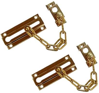 QCAA Solid Brass Chain Door Guard, with 9 Links Steel Chain, Satin Classic Bronze, 1 Pack