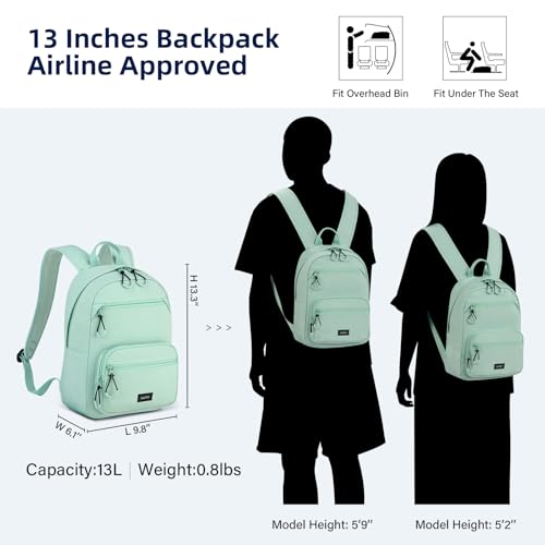 Image of HanTrip Carry On Travel Backpack For Men Women, 13 Inch Small Mini Work Bag Personal Item Backpacks, Camping Back Pack Lightweight Hiking Daypack For Office Nurse Commuter (Cyan)