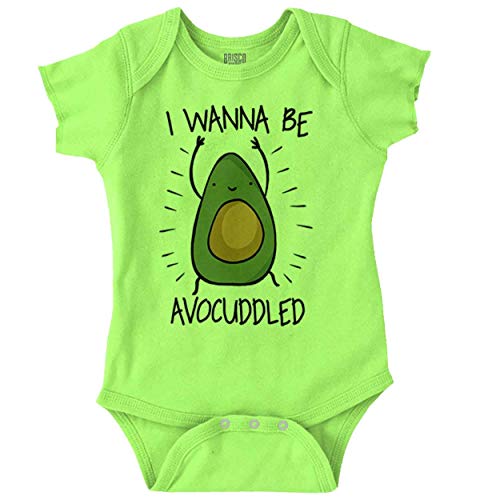 Brisco Brands Wanna Be Avocuddled Cute Funny Food Pun Romper Bodysuit