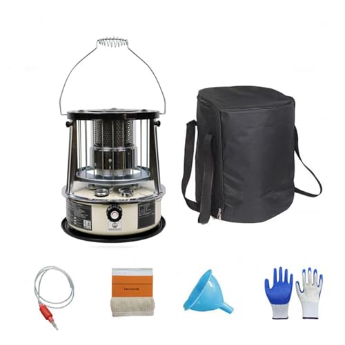 9000 BTU estufas de parafina Tanque de 4,6L estufa de queroseno Calefacción de emergencia sin electricidad Calentador para camping, garaje, hogar y emergencias.,Off-white-completeset