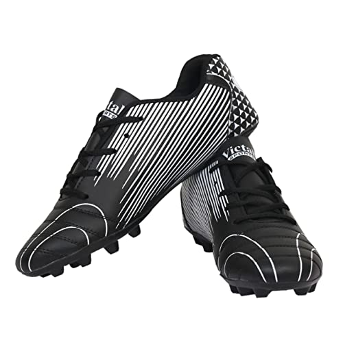 Image of Victall Unisex PU Black Football Shoes /Soccer Shoes