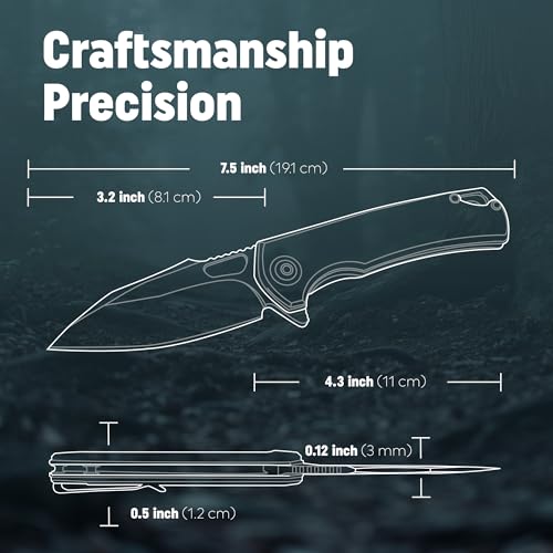 Guardian Eagle Folding Pocket Knife for Men - EDC Tactical Knife with Pocket Clip, Indoor & Outdoor, Camping, Survival Hiking & Gifts for Men, Every Day Carry, Lightweight (Black Blade)