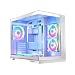 Produktbild MODECOM Volcano Panorama 5F Weiß PC Gehäuse ATX Midi Tower | Gaming Computergehäuse mit 5 ARGB-Lüfter | ARGB-Controller | Platz für 400 mm GPU & 360 mm Wasserkühlung