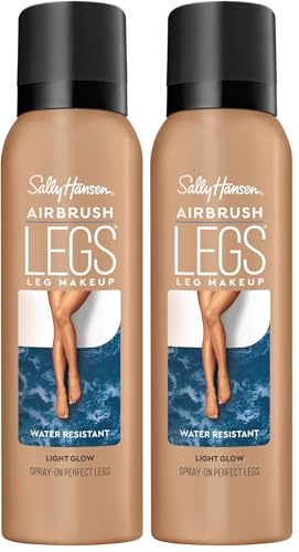 Image of Sally Hansen Airbrush Legs, Leg Spray-On Makeup, Light Glow, Easy Application, Flawless Looking Legs, Water Resistant, Transfer Proof (Pack of 2)