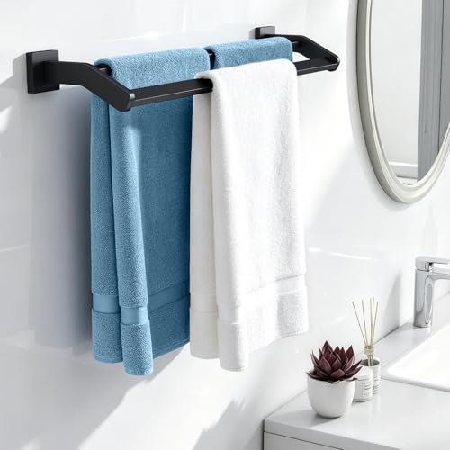 STWWO Double Towel Bar for Bathroom Wall Mounted, 24 Inch, Matte Black by STWWO - Used condition - Image 2