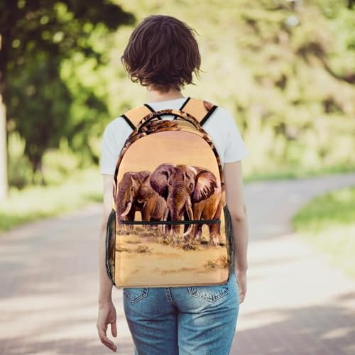 Sac à dos d'école imprimé trois éléphants d'Afrique grand format multicolore