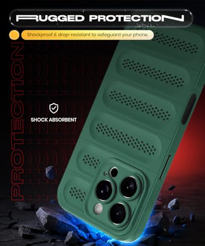 Image of WOW IMAGINE Ultimate Silicone Back Cover Case for iPhone 16 Pro | Heat Dissipation Thin Soft TPU | 360 Camera Protection | Breathable Cooling Holes - Forest Green