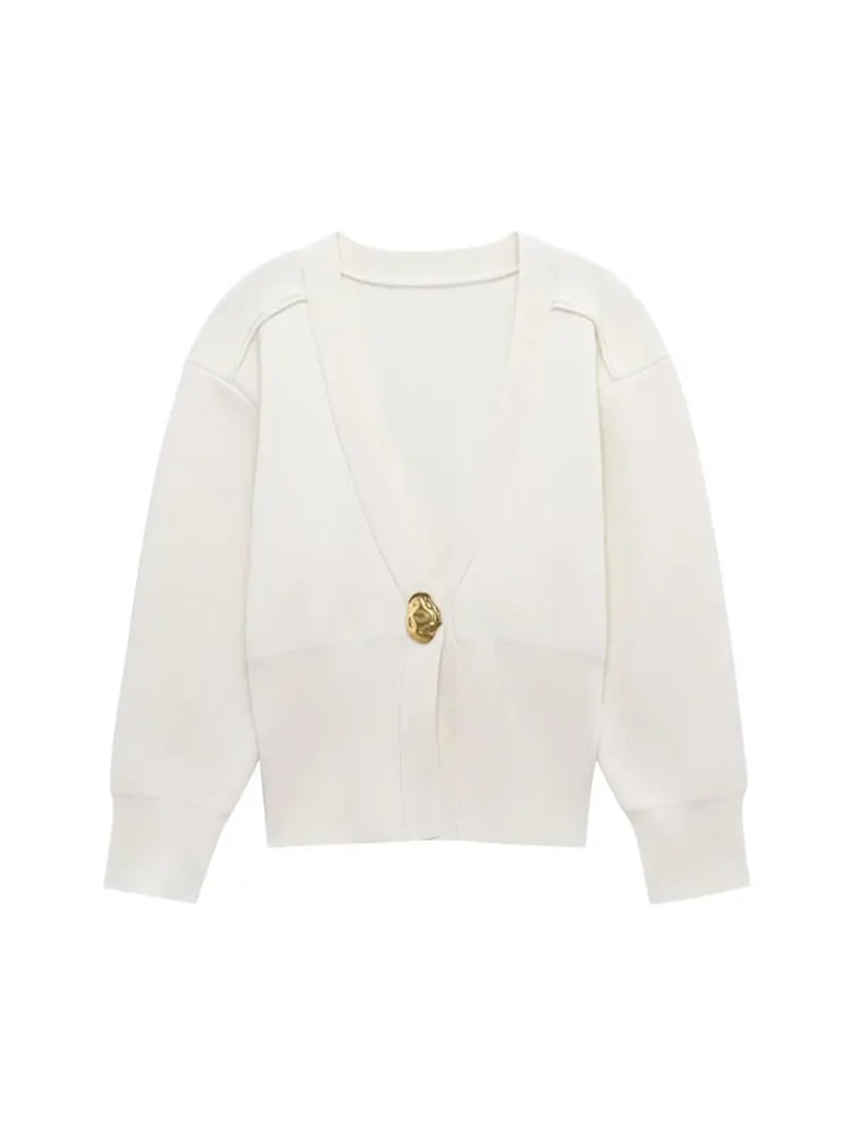 Cardigan Mujer Cárdigan de Punto con Botones Dorados en la Parte Delantera for Mujer, suéter Cuello V y Manga Larga, Prenda Exterior Femenina