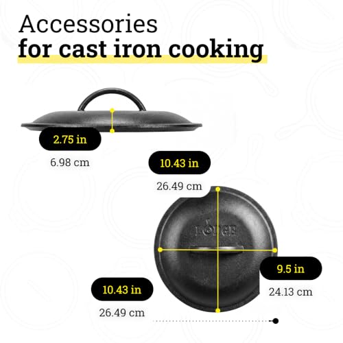 Lodge Pre-Seasoned Cast Iron Lid, Replacement Skillet Cover, 10.25 Inches - image 6