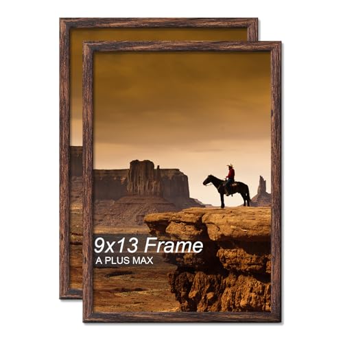 A PLUS MAX 9x13 Picture Frame Set of 2 Brown Light Weight Wall Mount