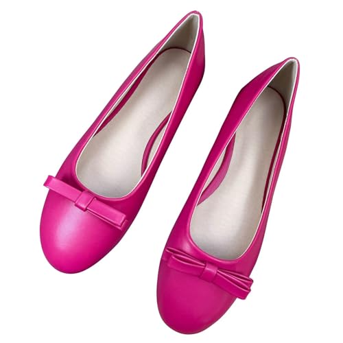 Hee grand Cute Round Toe Bowknot Flats for Women Soft PU Leather Slip On Ballet Flats Casual Loafers Comfortable Work Flats