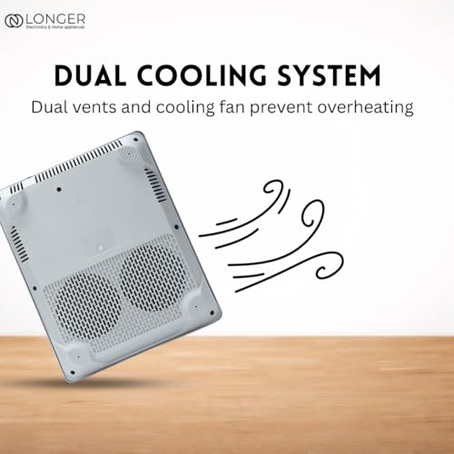 Image of LONGER Induction Cooktop with Dual Cooling Fan, LED Display, 8 Preset Cooking Modes, Touch Control Panel, Auto Shut-Off Safety, Fast Heating, Crystal Glass Portable Induction Burner - Black