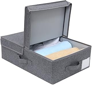 CDs,DVDs Dustproof Sewing Kits Handmade Tools Storage Box with Lid, Lidded Storage Baskets for Apartment, Baby Shower, Black Gray