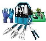 ChaneeHann Kit Jardin Adulte 7 Pièces Outils Jardinage en Aluminium Ergonomiques Anti Rouille avec Sac, Outil Jardinage à Poignée Antidérapante pour Hommes et Femmes