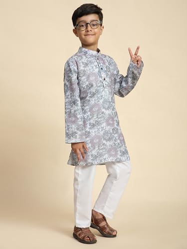 Image of Pro-Ethic Style Developer Boy's Cotton Embellished Kurta Pajama for Baby Kids Ethnic Wear (S-166)